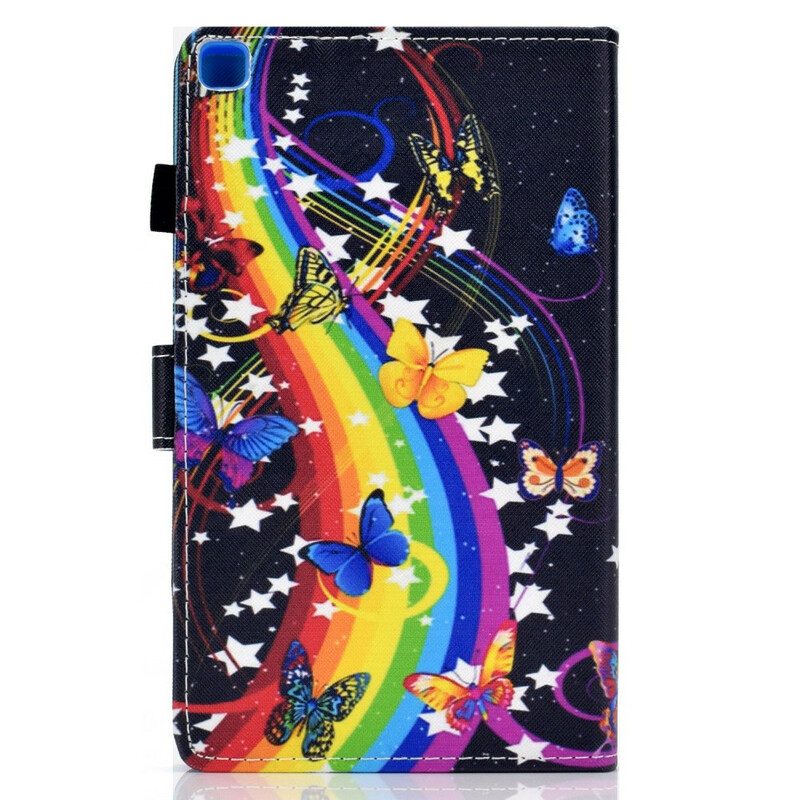 Custodia in pelle Samsung Galaxy Tab A7 Lite Farfalle Arcobaleno