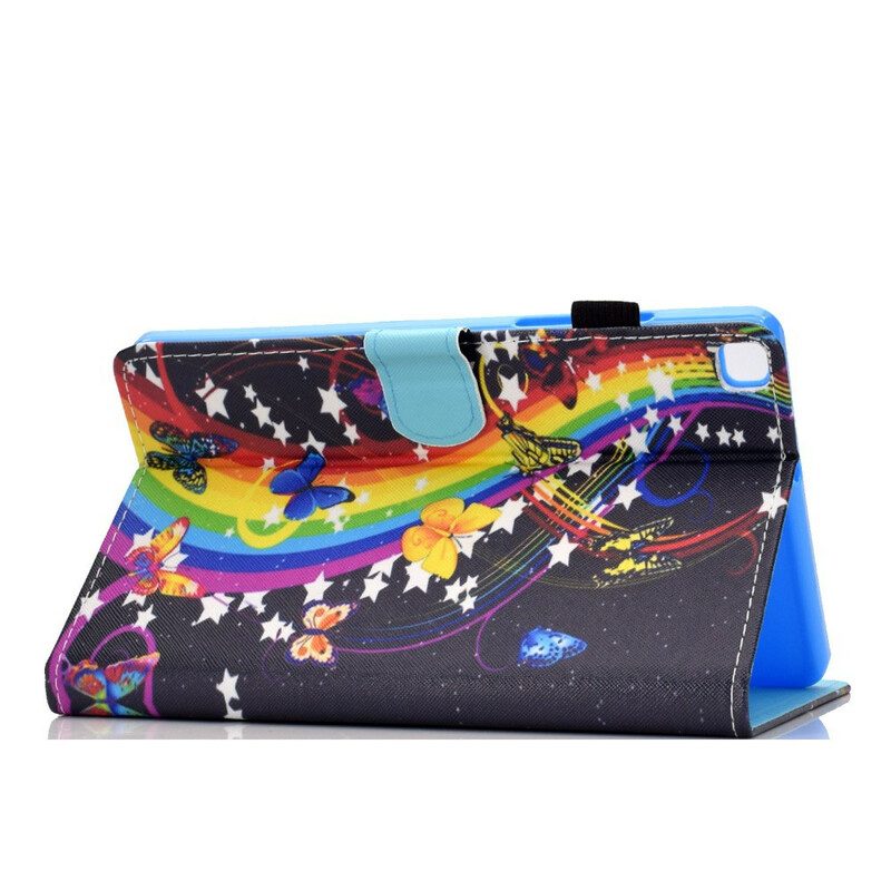 Custodia in pelle Samsung Galaxy Tab A7 Lite Farfalle Arcobaleno