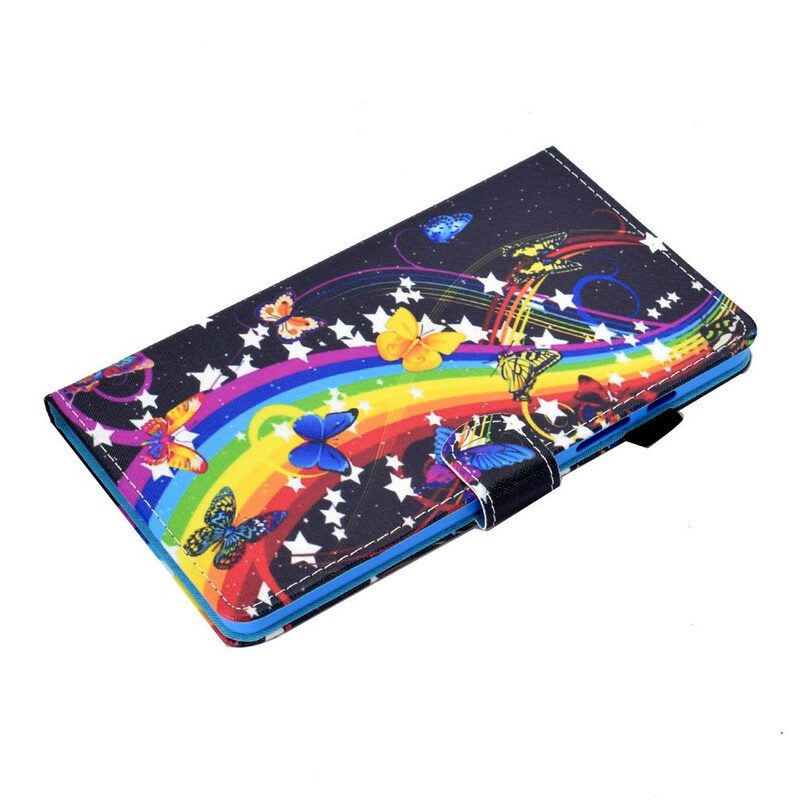 Custodia in pelle Samsung Galaxy Tab A7 Lite Farfalle Arcobaleno