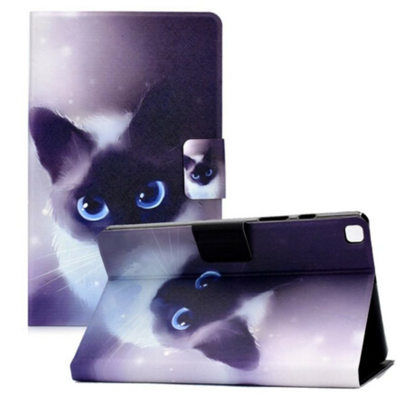 Custodia in pelle Samsung Galaxy Tab A7 Lite Gatto Dagli Occhi Azzurri