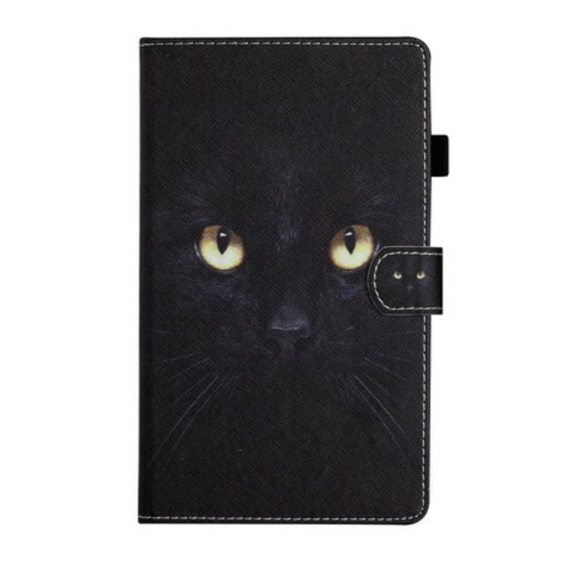 Custodia in pelle Samsung Galaxy Tab A7 Lite Occhi Di Gatto Nero