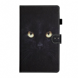 Custodia in pelle Samsung Galaxy Tab A7 Lite Occhi Di Gatto Nero