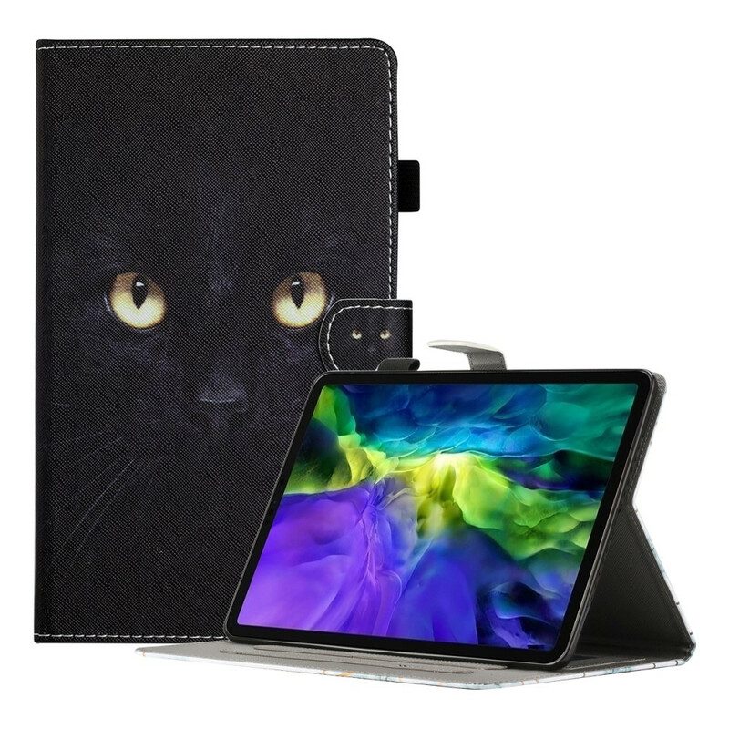 Custodia in pelle Samsung Galaxy Tab A7 Lite Occhi Di Gatto Nero