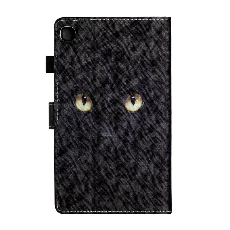 Custodia in pelle Samsung Galaxy Tab A7 Lite Occhi Di Gatto Nero