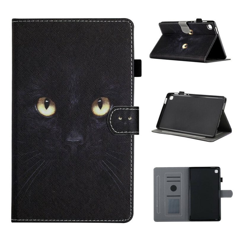 Custodia in pelle Samsung Galaxy Tab A7 Lite Occhi Di Gatto Nero