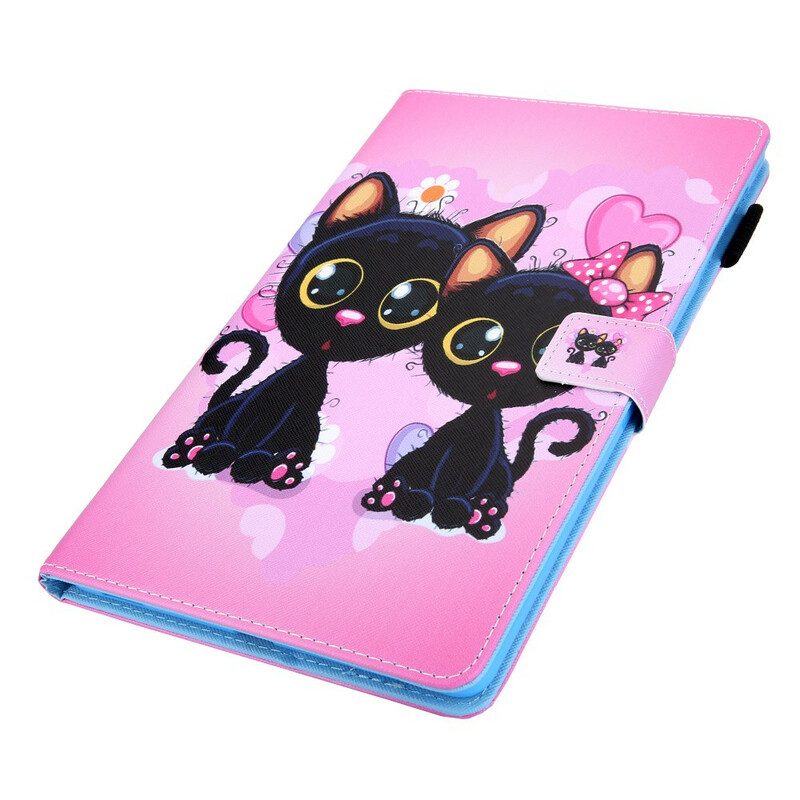 Folio Cover Samsung Galaxy Tab A7 Lite Coppia Di Gatti