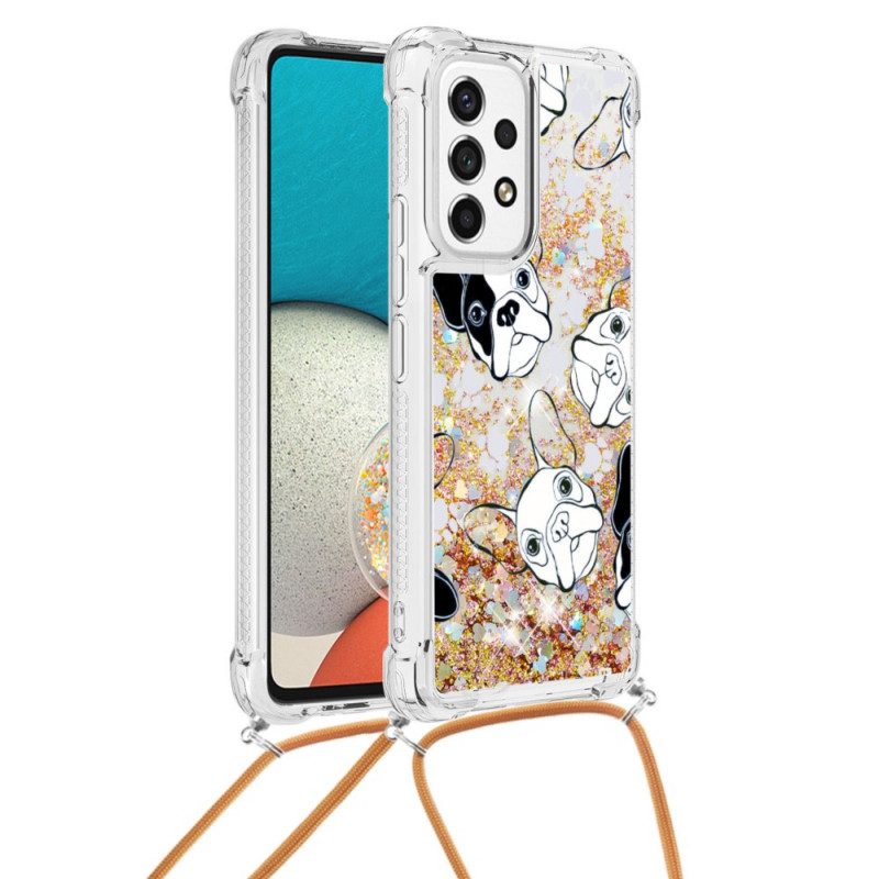 Cover Samsung Galaxy A53 5G Cani Con Coulisse Di Paillettes