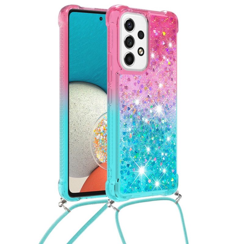 Cover Samsung Galaxy A53 5G Cordoncino In Silicone Glitterato