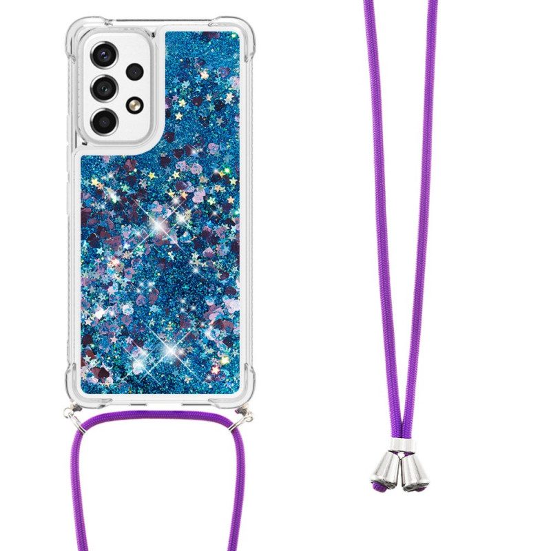 Cover Samsung Galaxy A53 5G Design Con Paillettes Con Coulisse