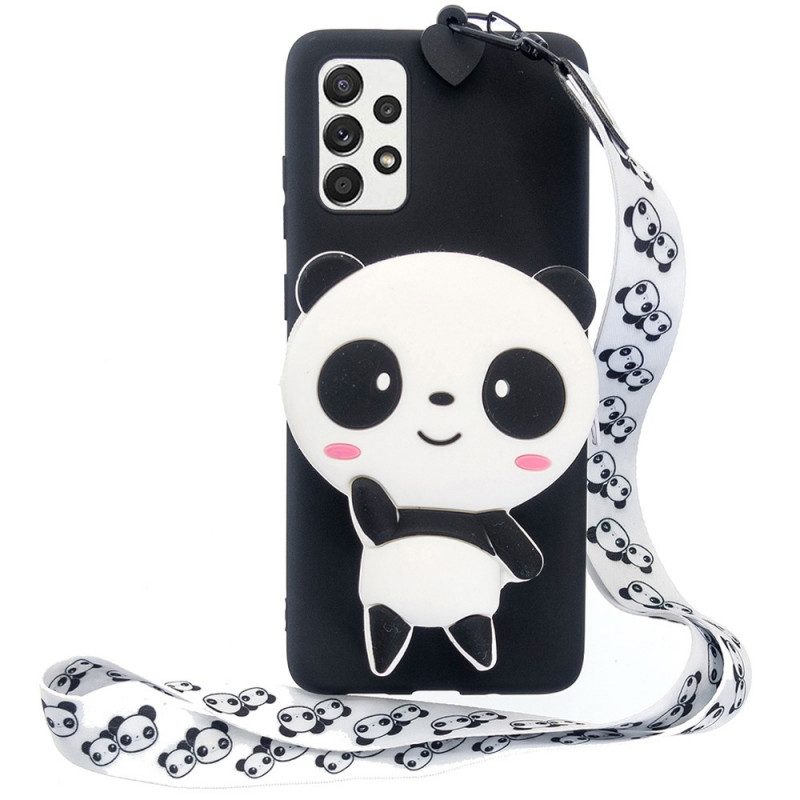 Cover Samsung Galaxy A53 5G Panda 3d Con Cordino Per Moschettone