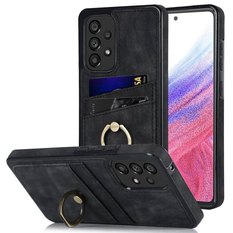 Cover Samsung Galaxy A53 5G Staffa Ad Anello Vintage E Portacarte