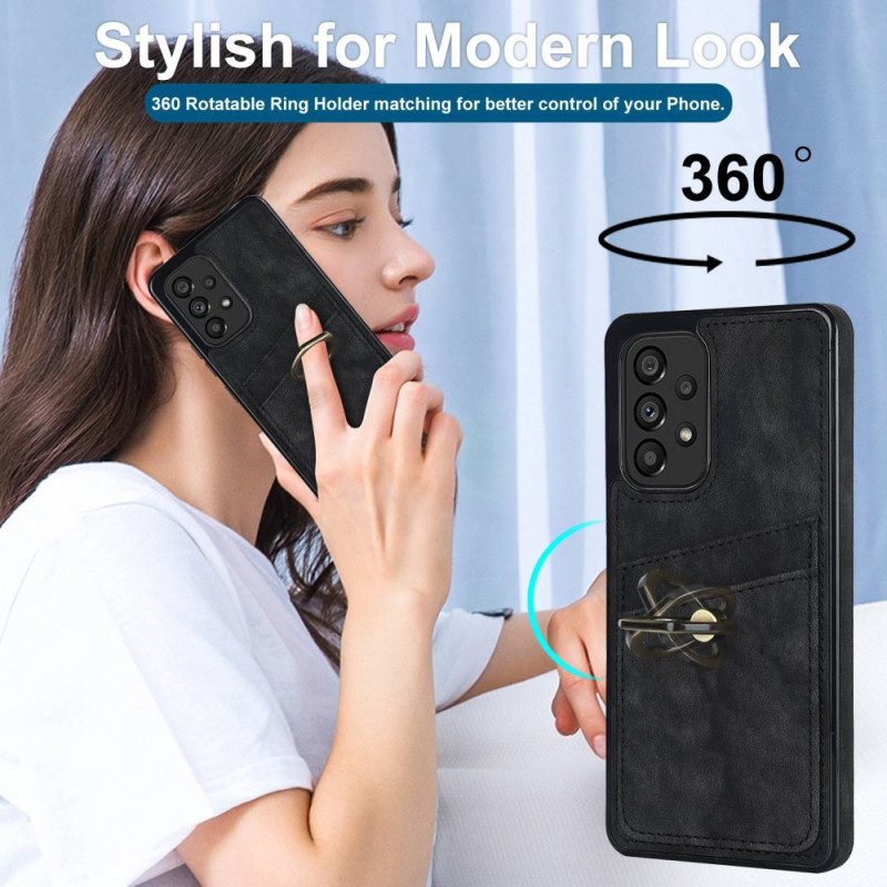 Cover Samsung Galaxy A53 5G Staffa Ad Anello Vintage E Portacarte