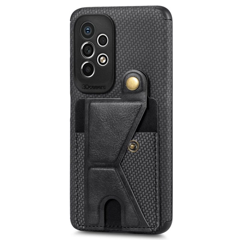 Cover Samsung Galaxy A53 5G Staffa Porta Carte In Fibra Di Carbonio