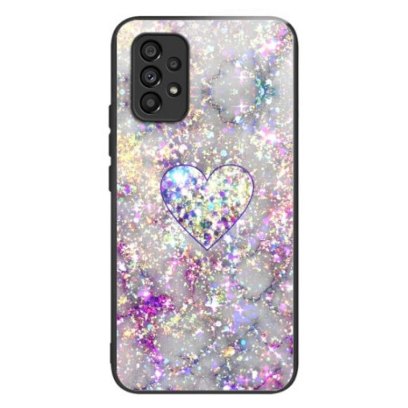 Cover Samsung Galaxy A53 5G Vetro Temperato A Forma Di Cuore Glitterato