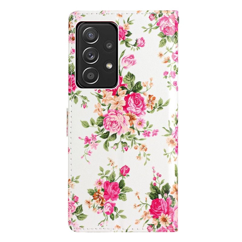 Custodia in pelle Samsung Galaxy A53 5G Cinturino Liberty Fiori