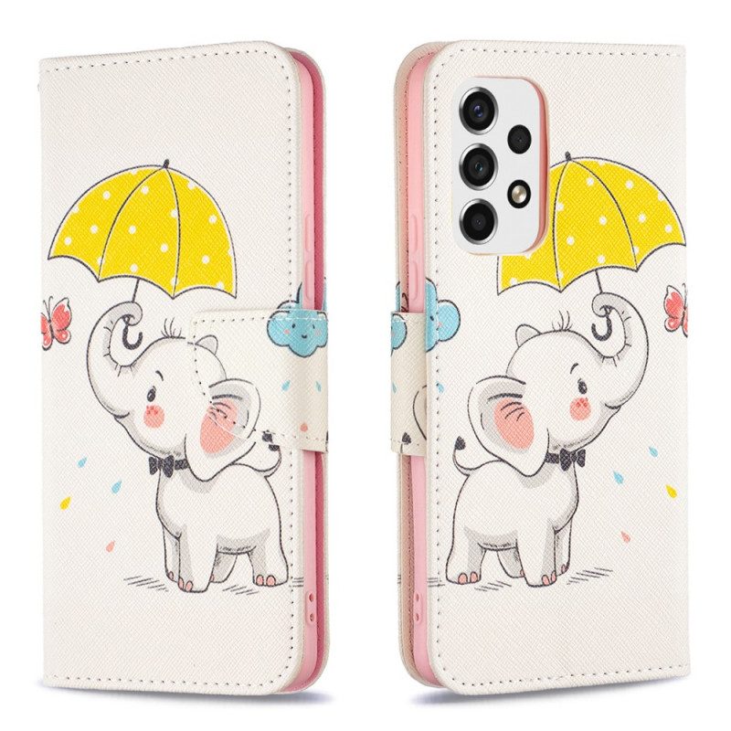 Custodia in pelle Samsung Galaxy A53 5G Cucciolo Di Elefante