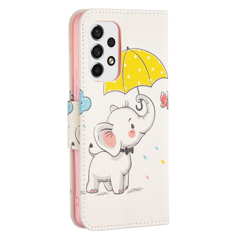 Custodia in pelle Samsung Galaxy A53 5G Cucciolo Di Elefante