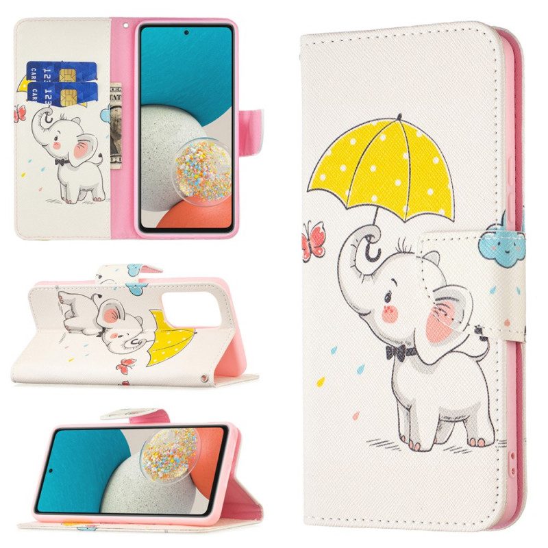 Custodia in pelle Samsung Galaxy A53 5G Cucciolo Di Elefante