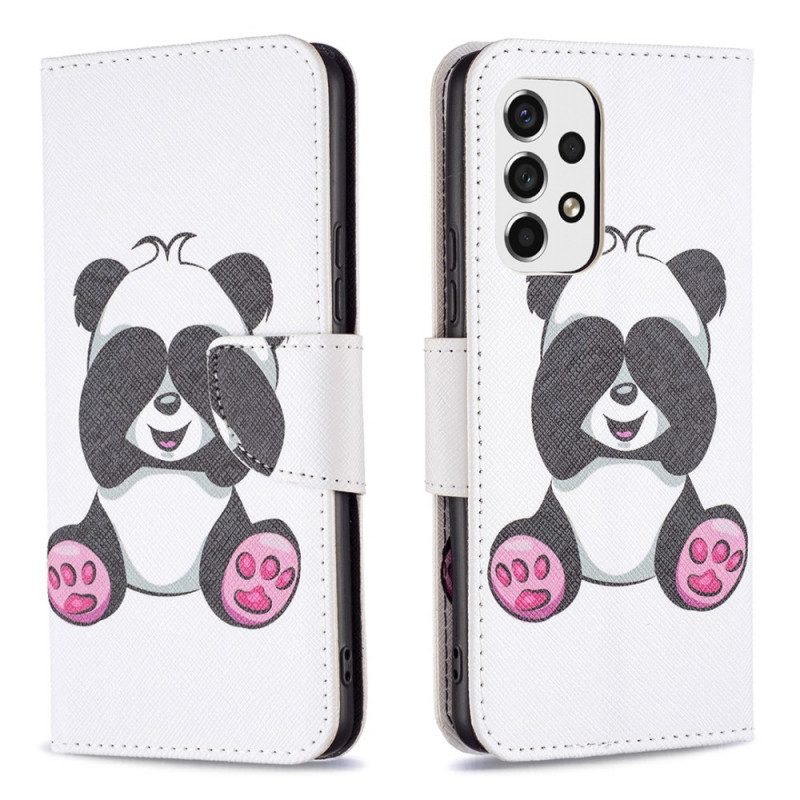 Custodia in pelle Samsung Galaxy A53 5G Divertimento Panda