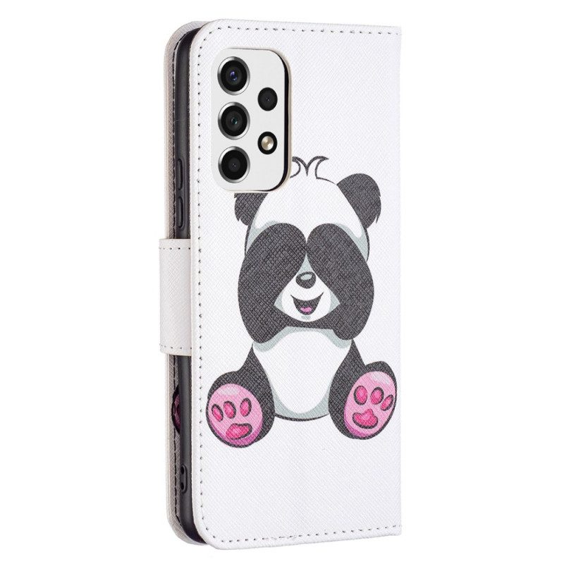 Custodia in pelle Samsung Galaxy A53 5G Divertimento Panda