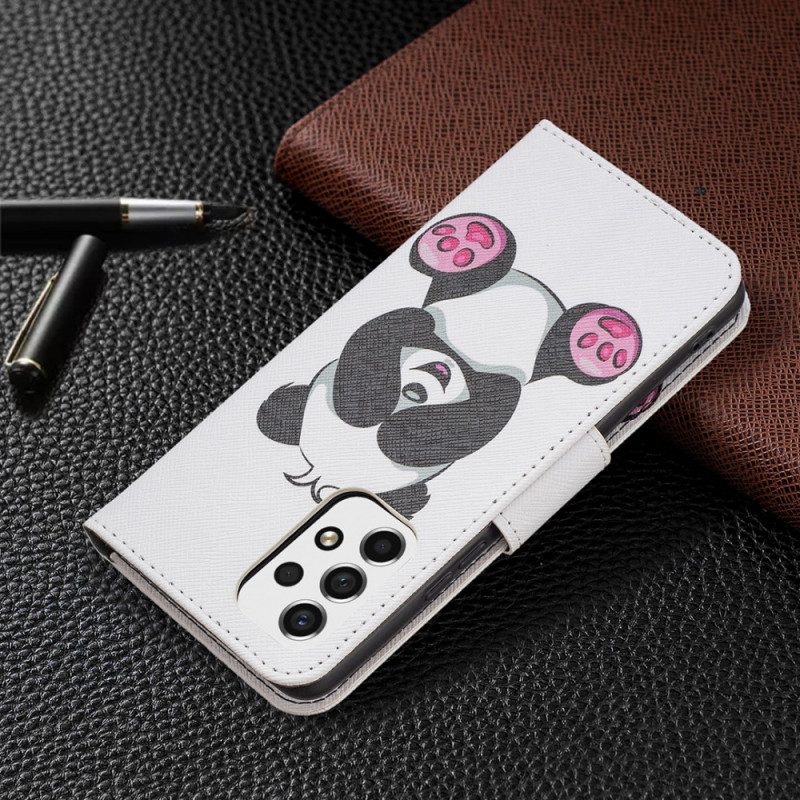 Custodia in pelle Samsung Galaxy A53 5G Divertimento Panda