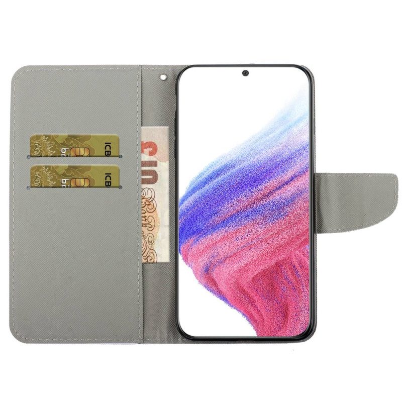 Custodia in pelle Samsung Galaxy A53 5G Elefante Allegro Con Cordino