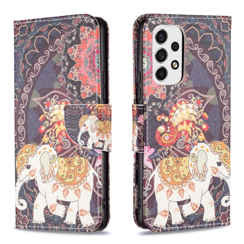 Custodia in pelle Samsung Galaxy A53 5G Elefante Indiano