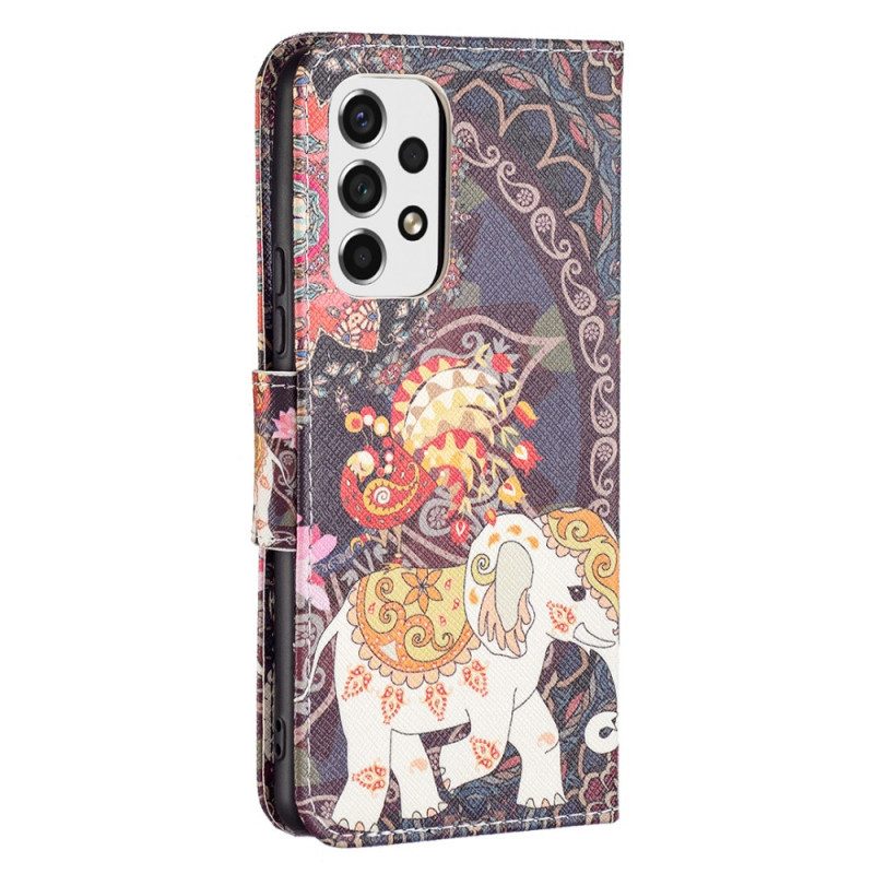 Custodia in pelle Samsung Galaxy A53 5G Elefante Indiano