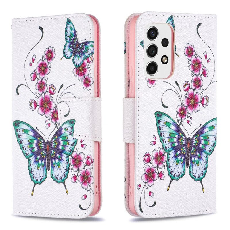 Custodia in pelle Samsung Galaxy A53 5G Farfalle