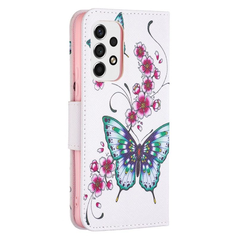 Custodia in pelle Samsung Galaxy A53 5G Farfalle