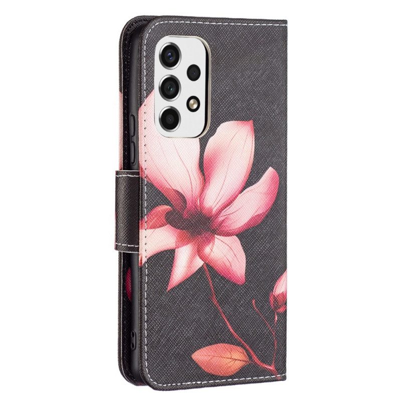 Custodia in pelle Samsung Galaxy A53 5G Fiore Rosa