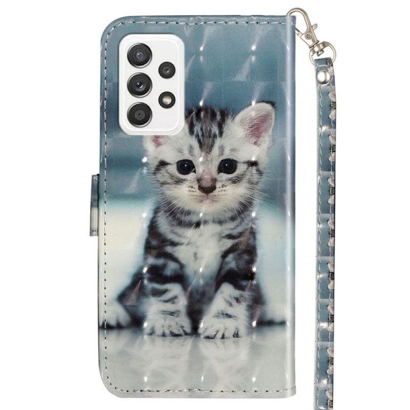 Custodia in pelle Samsung Galaxy A53 5G Gattino Strappy