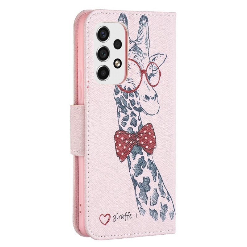 Custodia in pelle Samsung Galaxy A53 5G Giraffa Intelligente