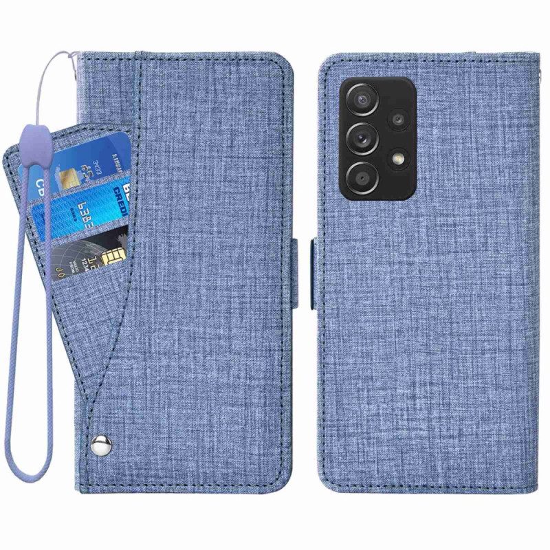 Custodia in pelle Samsung Galaxy A53 5G Jeans Con Portacarte Girevole