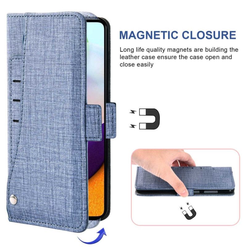 Custodia in pelle Samsung Galaxy A53 5G Jeans Con Portacarte Girevole