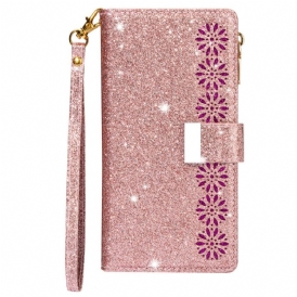 Custodia in pelle Samsung Galaxy A53 5G Portafoglio Portafoglio Con Zip In Paillettes