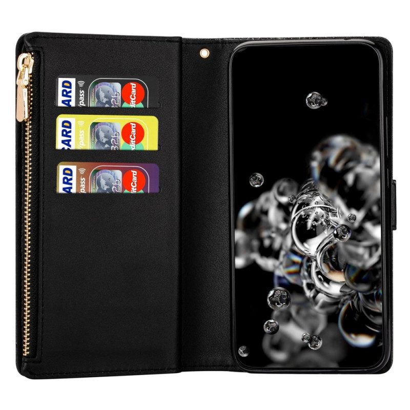 Custodia in pelle Samsung Galaxy A53 5G Portafoglio Portafoglio Con Zip In Paillettes