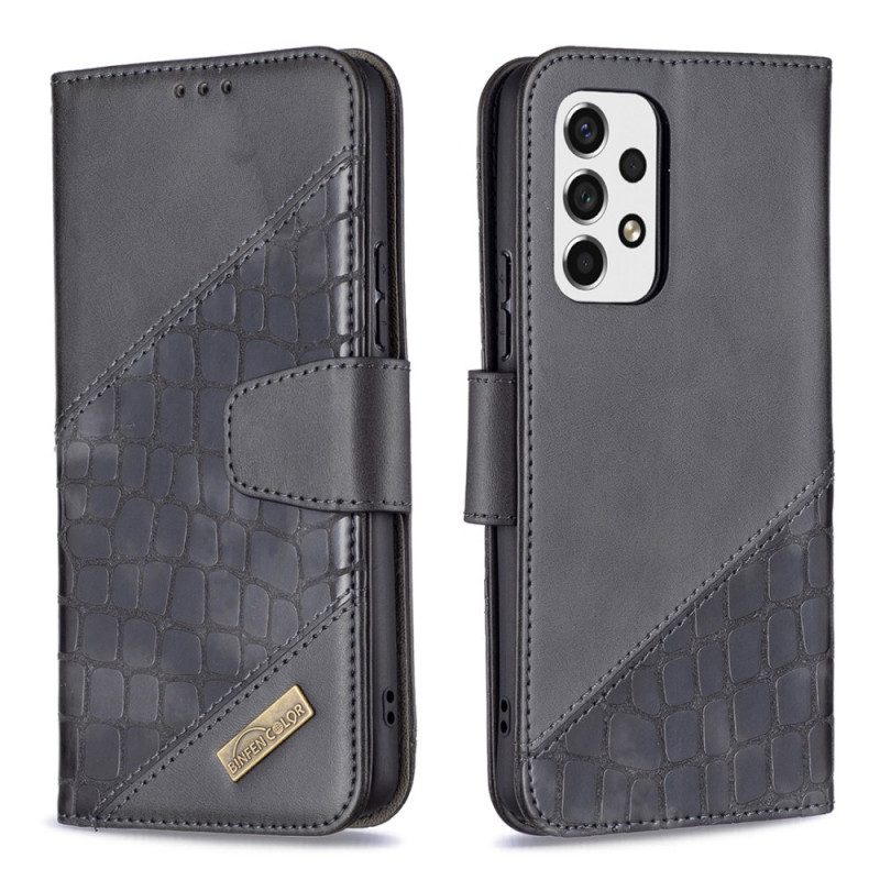 Custodia in pelle Samsung Galaxy A53 5G Stile Della Pelle Di Coccodrillo Di Colore Binfen