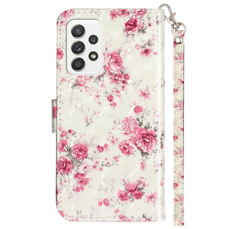 Folio Cover Samsung Galaxy A53 5G Cinturino Liberty Fiori