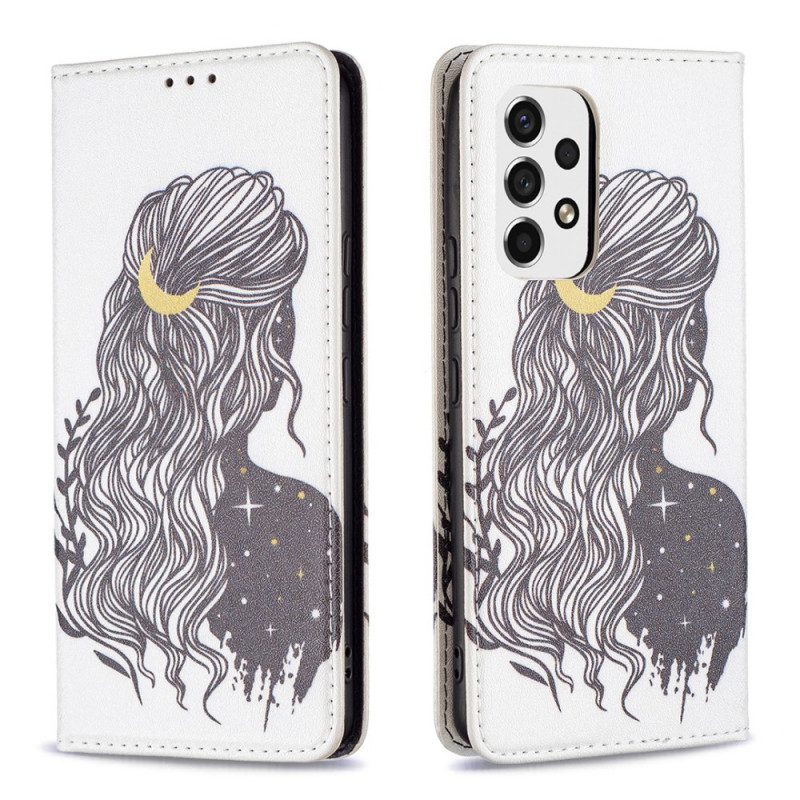 Folio Cover Samsung Galaxy A53 5G Custodia in pelle Bei Capelli