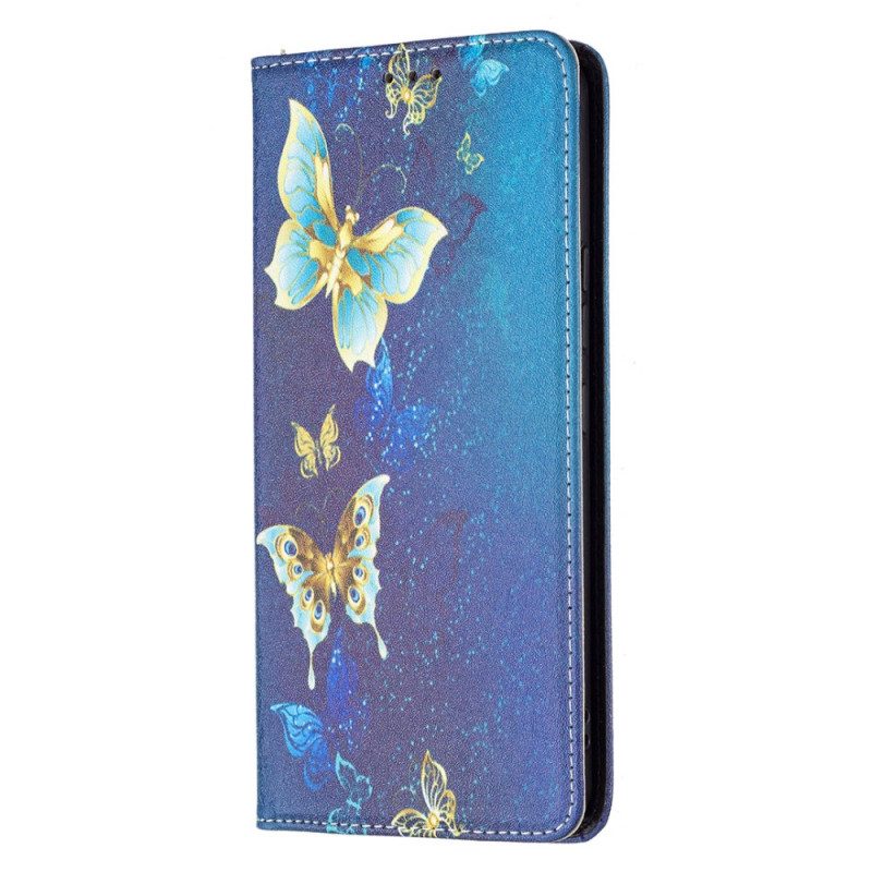 Folio Cover Samsung Galaxy A53 5G Custodia in pelle Farfalle Colorate