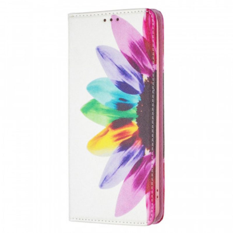 Folio Cover Samsung Galaxy A53 5G Custodia in pelle Fiore Dell'acquerello