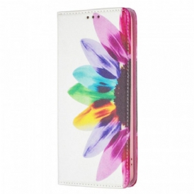 Folio Cover Samsung Galaxy A53 5G Custodia in pelle Fiore Dell'acquerello