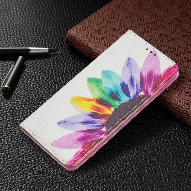 Folio Cover Samsung Galaxy A53 5G Custodia in pelle Fiore Dell'acquerello