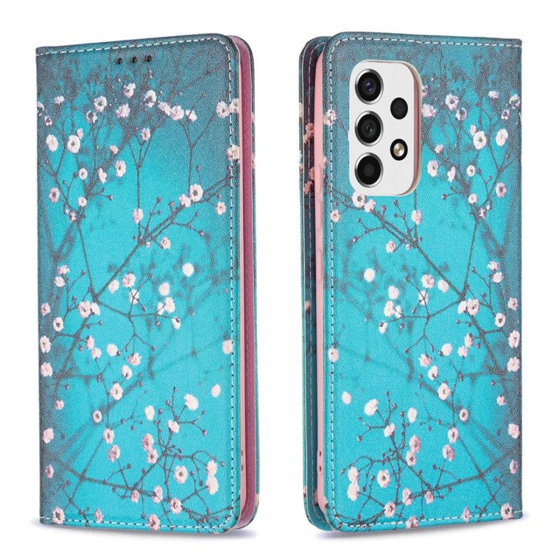 Folio Cover Samsung Galaxy A53 5G Custodia in pelle Rami Fioriti