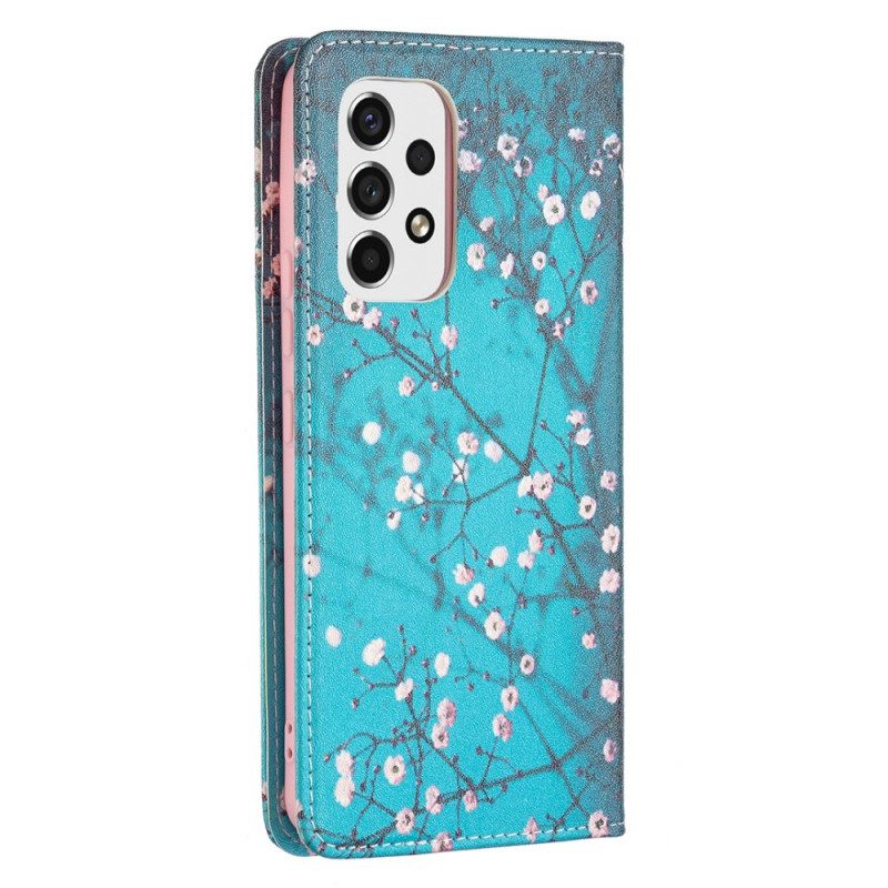 Folio Cover Samsung Galaxy A53 5G Custodia in pelle Rami Fioriti