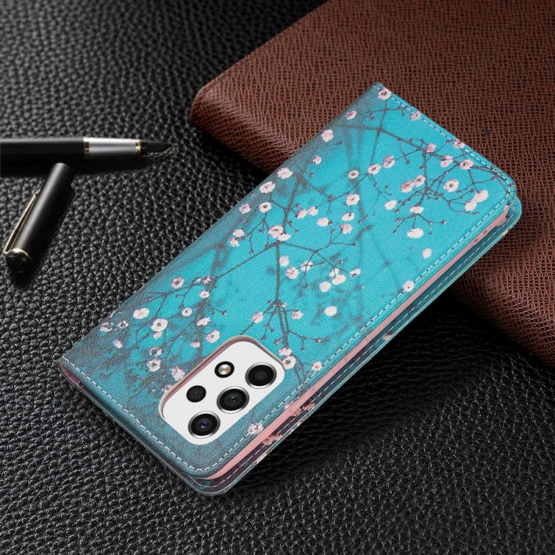 Folio Cover Samsung Galaxy A53 5G Custodia in pelle Rami Fioriti