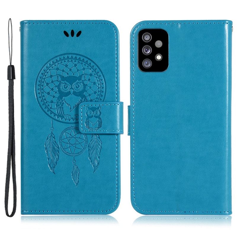 Folio Cover Samsung Galaxy A53 5G Gufo Acchiappasogni Con Cinturino