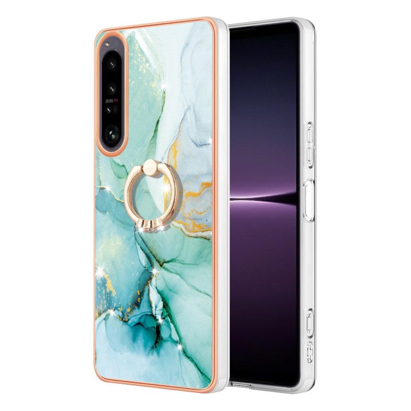 Cover Sony Xperia 1 IV Marmo Con Supporto Ad Anello