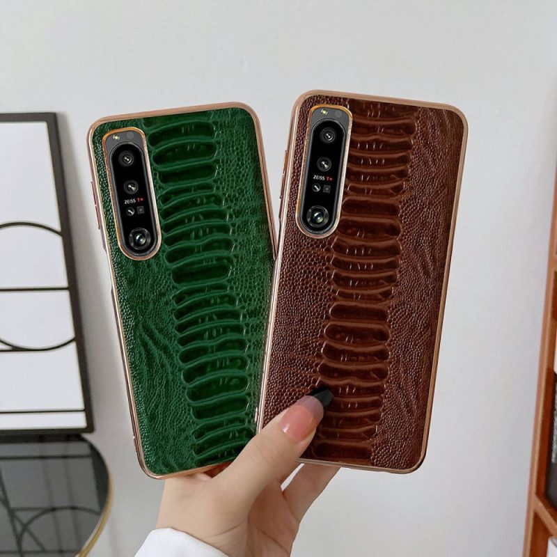 Cover Sony Xperia 1 IV Vera Pelle Stile Coccodrillo